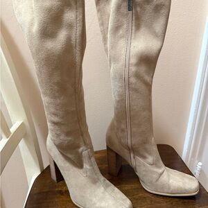 BONGO Cream Heeled Boots with Heel